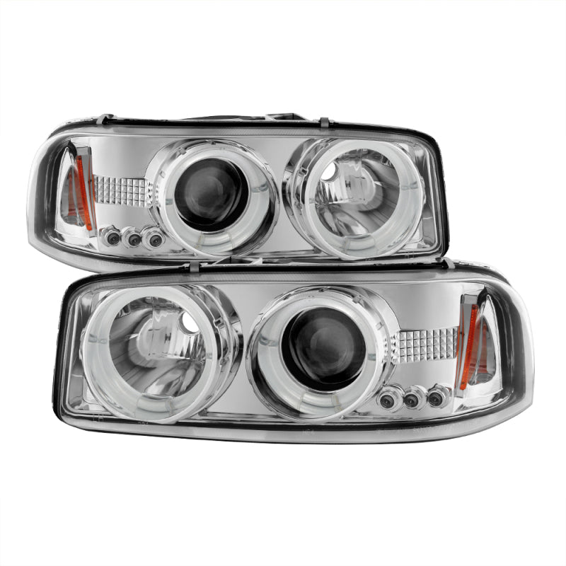 Faros delanteros de proyector LED Halo LED cromados Spyder GMC Sierra 1500/2500/3500 99-06 PRO-YD-CDE00-HL-C