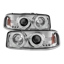 Cargar imagen en el visor de la galería, Faros delanteros de proyector LED Halo LED cromados Spyder GMC Sierra 1500/2500/3500 99-06 PRO-YD-CDE00-HL-C