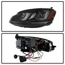 Cargar imagen en el visor de la galería, Spyder Volkswagen Golf VII 14-16 Projector Headlights DRL LED Blk Stripe Blk PRO-YD-VG15-BLK-DRL-BK