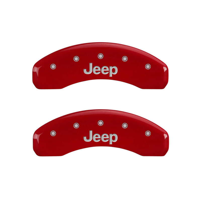 Cubiertas de pinza MGP 4 grabadas delanteras y traseras JEEP Acabado rojo plateado ch