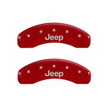 Cargar imagen en el visor de la galería, Cubiertas de pinza MGP 4 grabadas delanteras y traseras JEEP Acabado rojo plateado ch