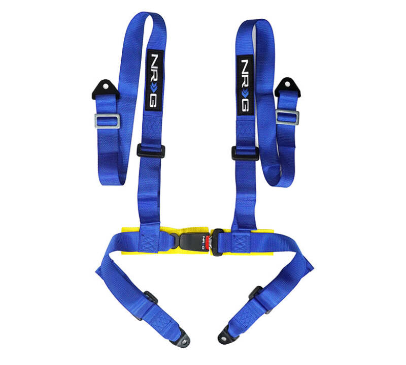 NRG 4-Point Seat Belt Harness with Buckle Lock — Blue (Universal)