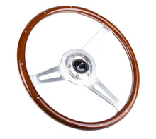 Cargar imagen en el visor de la galería, NRG Classic Wood Grain Steering Wheel (365mm) Wood w/Metal Inserts &amp; Brushed Alum. 3-Spoke Center