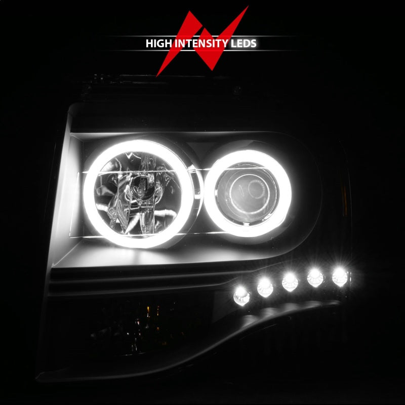 Faros delanteros con proyector ANZO 2007-2014 Ford Expedition con Halo negro