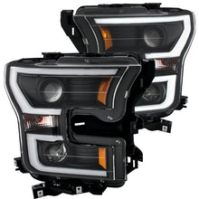 Cargar imagen en el visor de la galería, ANZO 2015-2016 Ford F-150 Projector Headlights w/ Plank Style Design Black w/ Amber