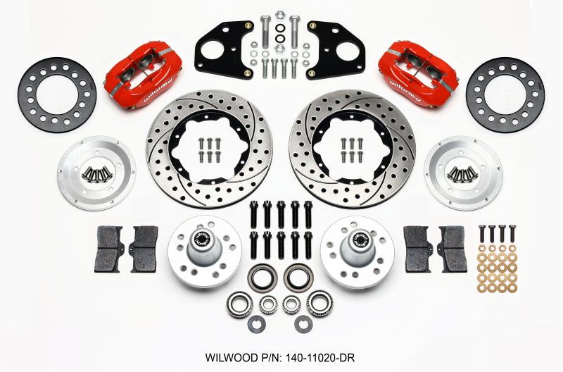 Wilwood Forged Dynalite Front Kit 11.00in Drilled Red 62-72 CDP B & E Body-Drum