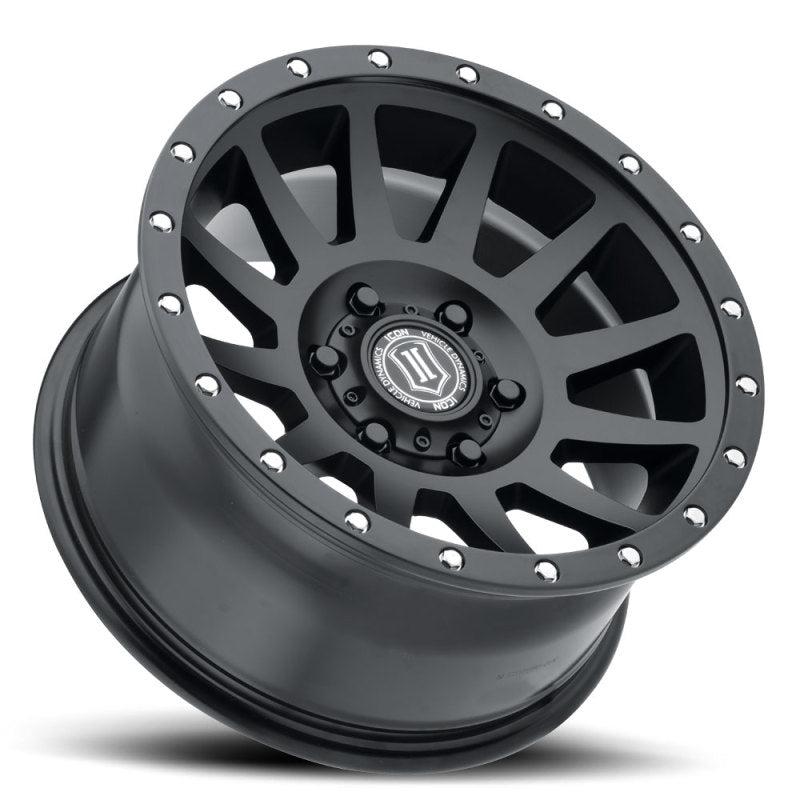 ICON Compression 18x9 6x5.5 0mm Offset Satin Black Wheel — Fits 2007-2024 Chevy Silverado 1500