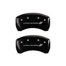 Cargar imagen en el visor de la galería, MGP 4 Caliper Covers Engraved Front &amp; Rear With stripes/Challenger Black finish silver ch