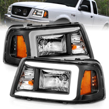 Cargar imagen en el visor de la galería, ANZO 2001-2011 Ford Ranger Crystal Headlights w/ Light Bar Black Housing