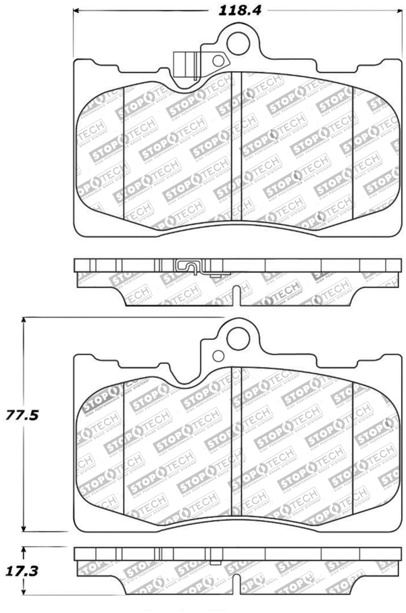 StopTech Performance Front Brake Pads — Fits 2006-2015 Lexus GS/IS, 2016-2017 RC