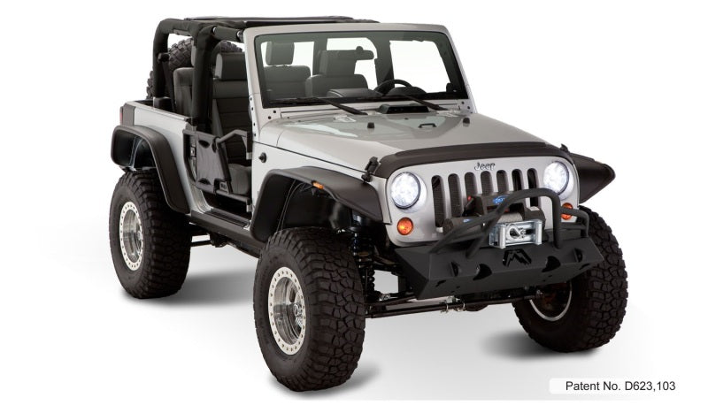 Guardabarros estilo plano Bushwacker 07-18 para Jeep Wrangler, 4 piezas, apto solo para utilitarios deportivos de 2 puertas, color negro