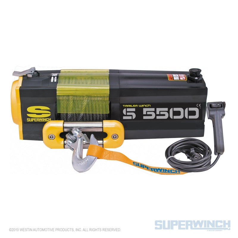 Cabrestante Superwinch S5500 de 5500 libras, 12 V CC, 7/32 in x 60 ft, cable de acero