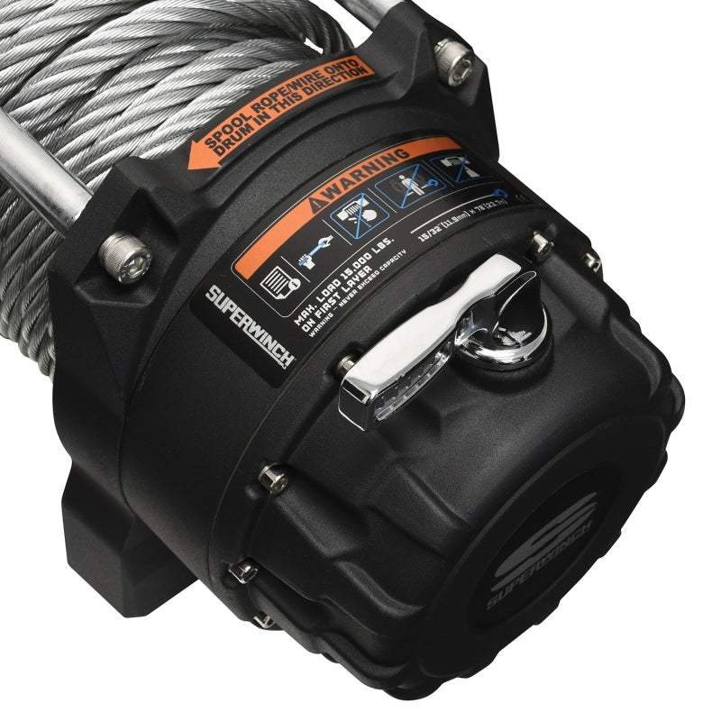 Cabrestante Superwinch de 15 000 libras, 12 V CC, 7/16 in x 82 ft, cable de acero, modelo Tiger Shark 11500