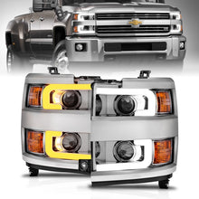 Cargar imagen en el visor de la galería, ANZO Projector Headlights 15-17 Chevrolet Silverado 2500HD / 3500HD Chrome w/ Chrome Rim