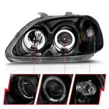 Cargar imagen en el visor de la galería, Faros delanteros con proyector ANZO 1996-1998 Honda Civic con Halo negro