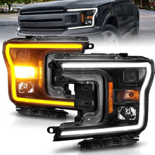 Cargar imagen en el visor de la galería, ANZO 2018-2020 Ford F-150 Projector Headlight w/ Plank Style Switchback Black Housing