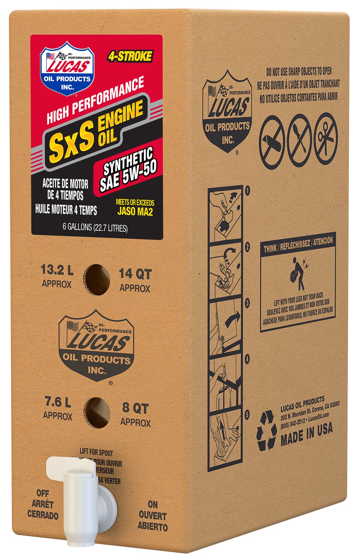 Lucas SXS Synthetic Engine OIL 5W50 6GAL BIB (18048)