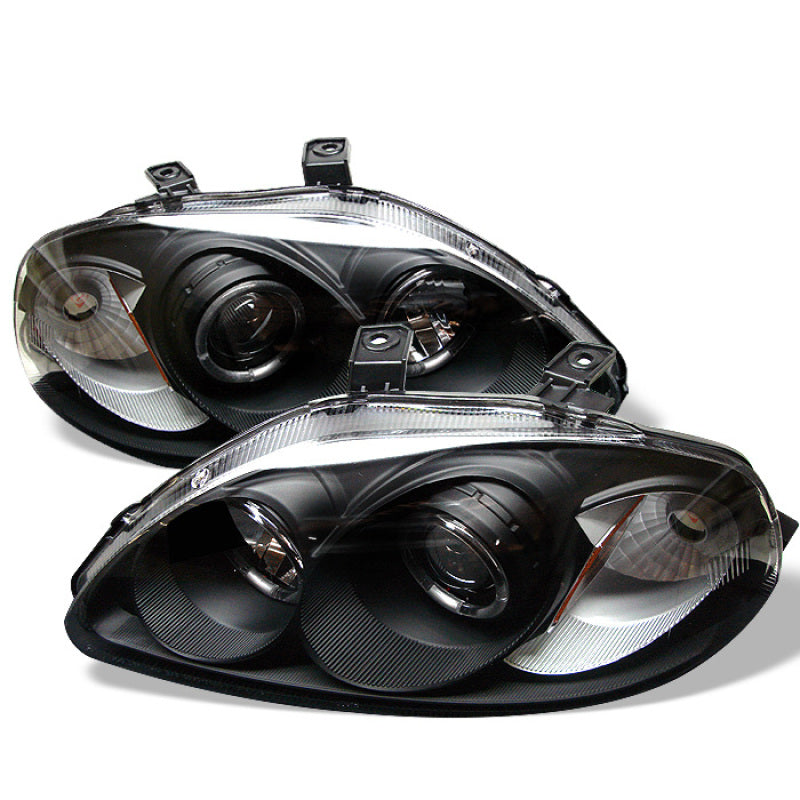 Faros delanteros de proyector Spyder Honda Civic 96-98 LED Halo ámbar reflectante negro PRO-YD-HC96-AM-BK