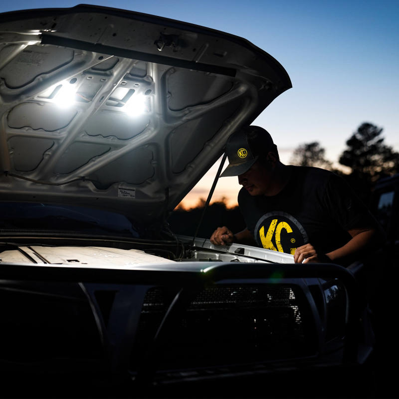 KC HiLiTES Cyclone 2in. LED Universal Under Hood Lighting Kit — Incl. 2 Lights, Switch & Wiring