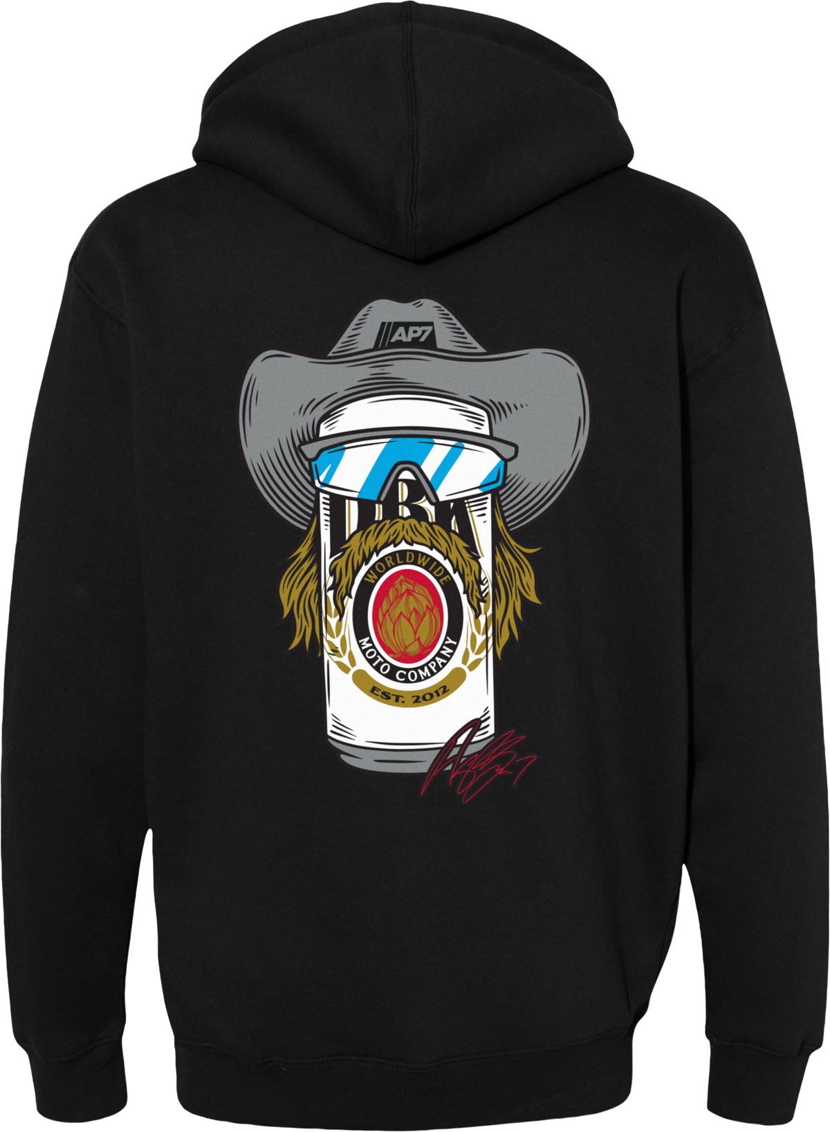 DBK Stache Mullet Moto Hoodie Black MD (AHAP-STACHEMULL-M)