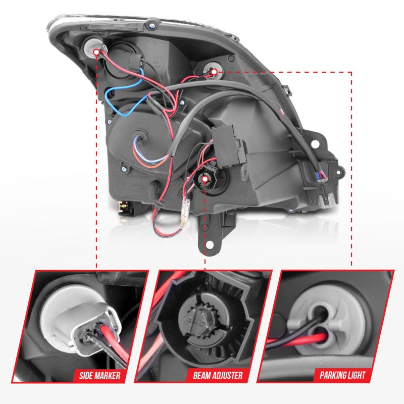 Faros delanteros con proyector ANZO 2007-2012 Nissan Sentra, color negro