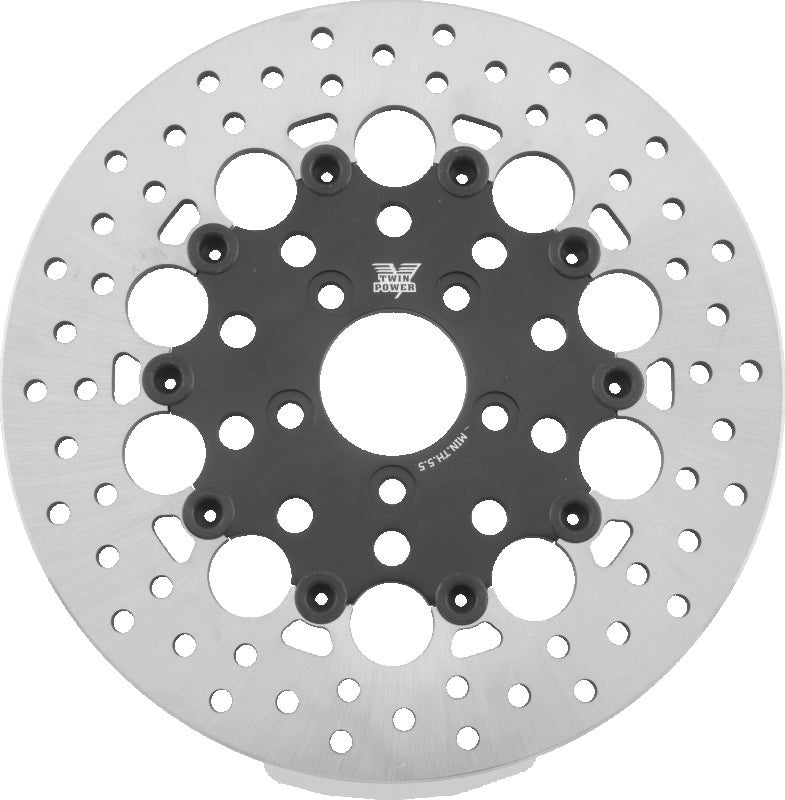 Twin Power 08-Up FLH FLT Rear 11.8 Floating Rotor W/Holes Black