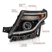 Cargar imagen en el visor de la galería, ANZO 11-15 Ford Explorer (w/Factory Halogen HL Only) Projector Headlights w/Light Bar Black Housing