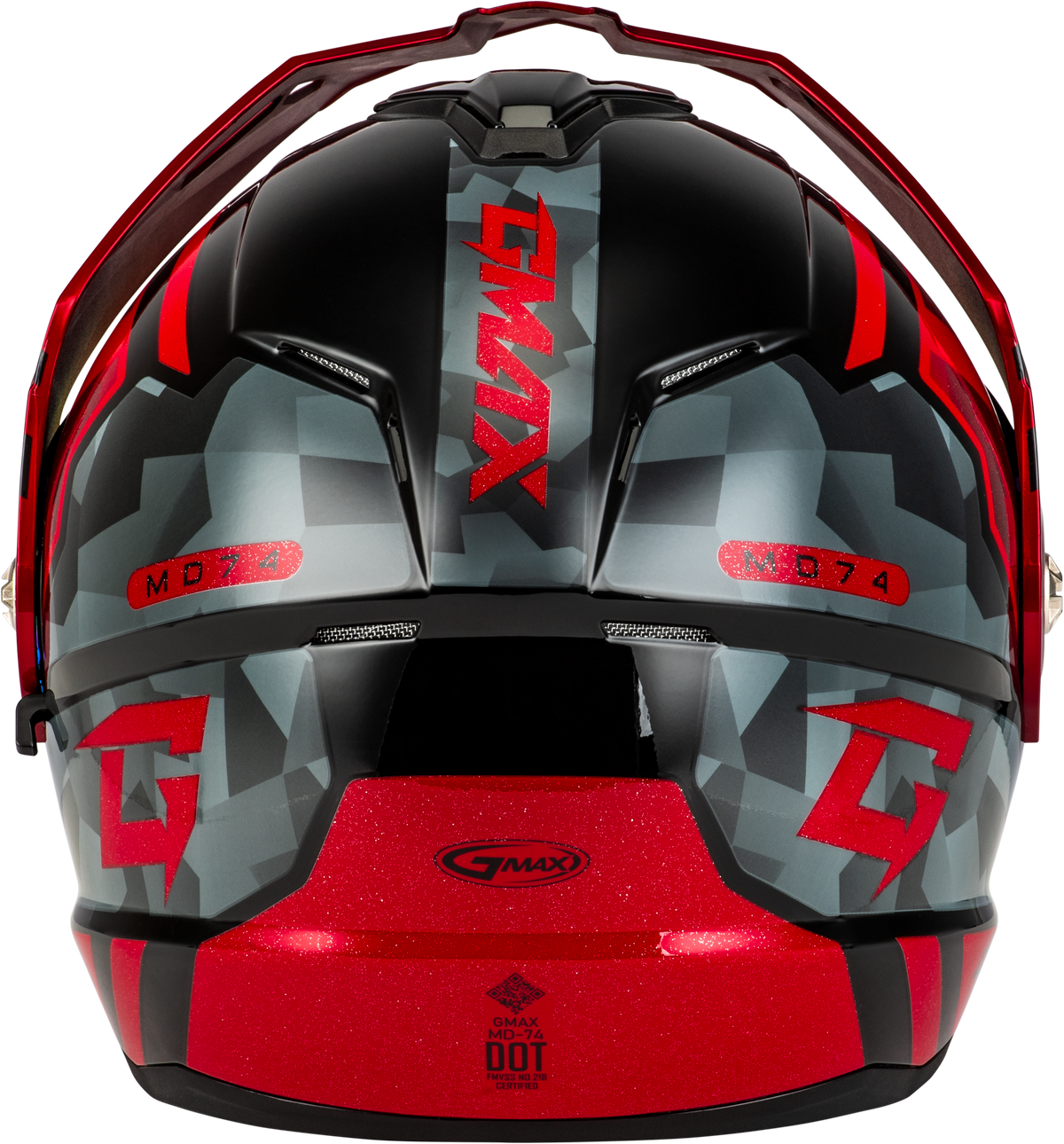 GMAX MD-74 Striker Modular Helmet w RED Shield BLK/GRY/RD Mtlc LG (M17411156)