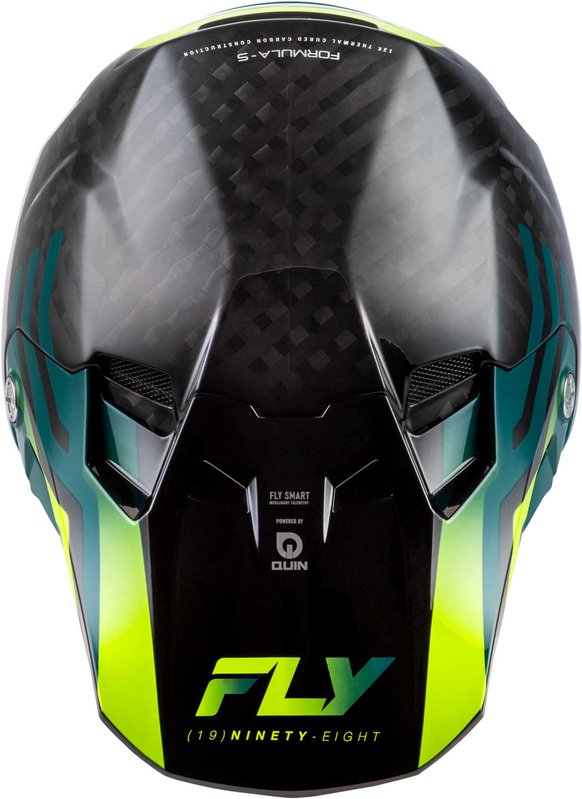 Fly Racing Formula S Carbon Byte Helmet Black Carbon/Teal/Lime MD (73-4453M)