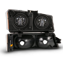 Load image into Gallery viewer, ANZO 2003-2006 Chevy Silverado Crystal Headlight w/ Signal Light Black Amber (4 pcs)