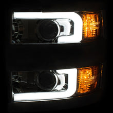 Cargar imagen en el visor de la galería, ANZO 2015-2016 Chevrolet Silverado Projector Headlights w/ Plank Style Design Chrome w/ Amber