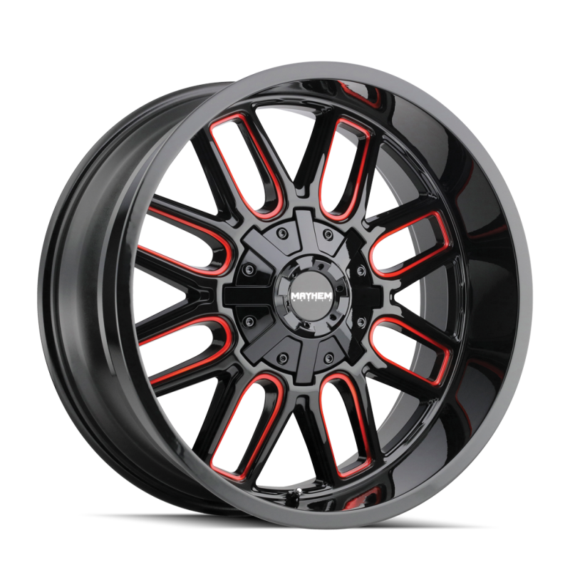 Mayhem 8107 Cogent 22x10 / 8x170 BP / -19mm Offset / 125.2mm Hub Gloss Black Milled Prism Red Wheel