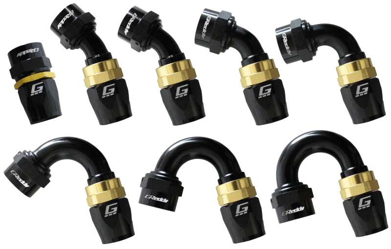 GReddy AN16 120 DEGREE HOSE END SWIVEL BLACK/GOLD ANODIZED