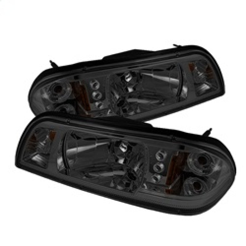 Spyder Ford Mustang 87-93 1PC LED (Replaceable LEDs)Crystal Headlights Black HD-YD-FM87-1PC-LED-SM