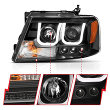 Cargar imagen en el visor de la galería, ANZO 2004-2008 Ford F-150 Projector Headlights w/ U-Bar Black