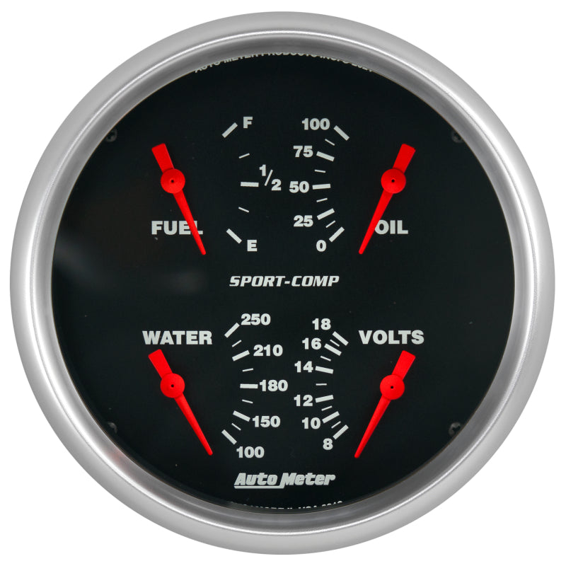 AutoMeter Sport-Comp Quad 5in. 240 Ohm (E) - 33 Ohm (F) Gauge — Universal Fit