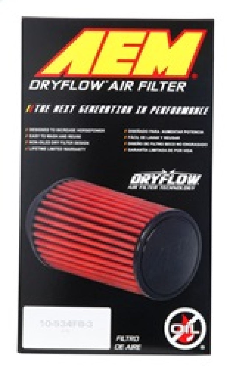 AEM DryFlow Round Tapered Air Filter 5.56in H x 3in ID — Universal Clamp-On