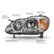 Cargar imagen en el visor de la galería, ANZO 2005-2008 Toyota Corolla Faro delantero de cristal cromado ámbar