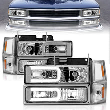 Cargar imagen en el visor de la galería, ANZO 88-98 Chevrolet C1500 Crystal Headlights w/Light Bar Chrome Housing w/ Signal Side Markers 8Pcs