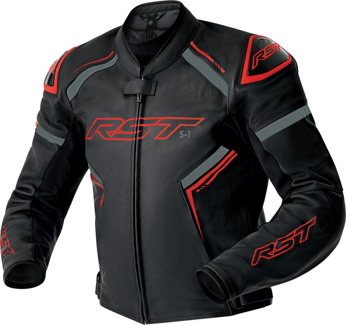 RST S1 D3O Leather Jacket BLK/GRY/RED MD (103605RED-42)