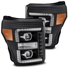 Cargar imagen en el visor de la galería, AlphaRex 11-16 Ford F-250 SD PRO-Series Projector Headlights Plank Style Design Black w/Seq Signal