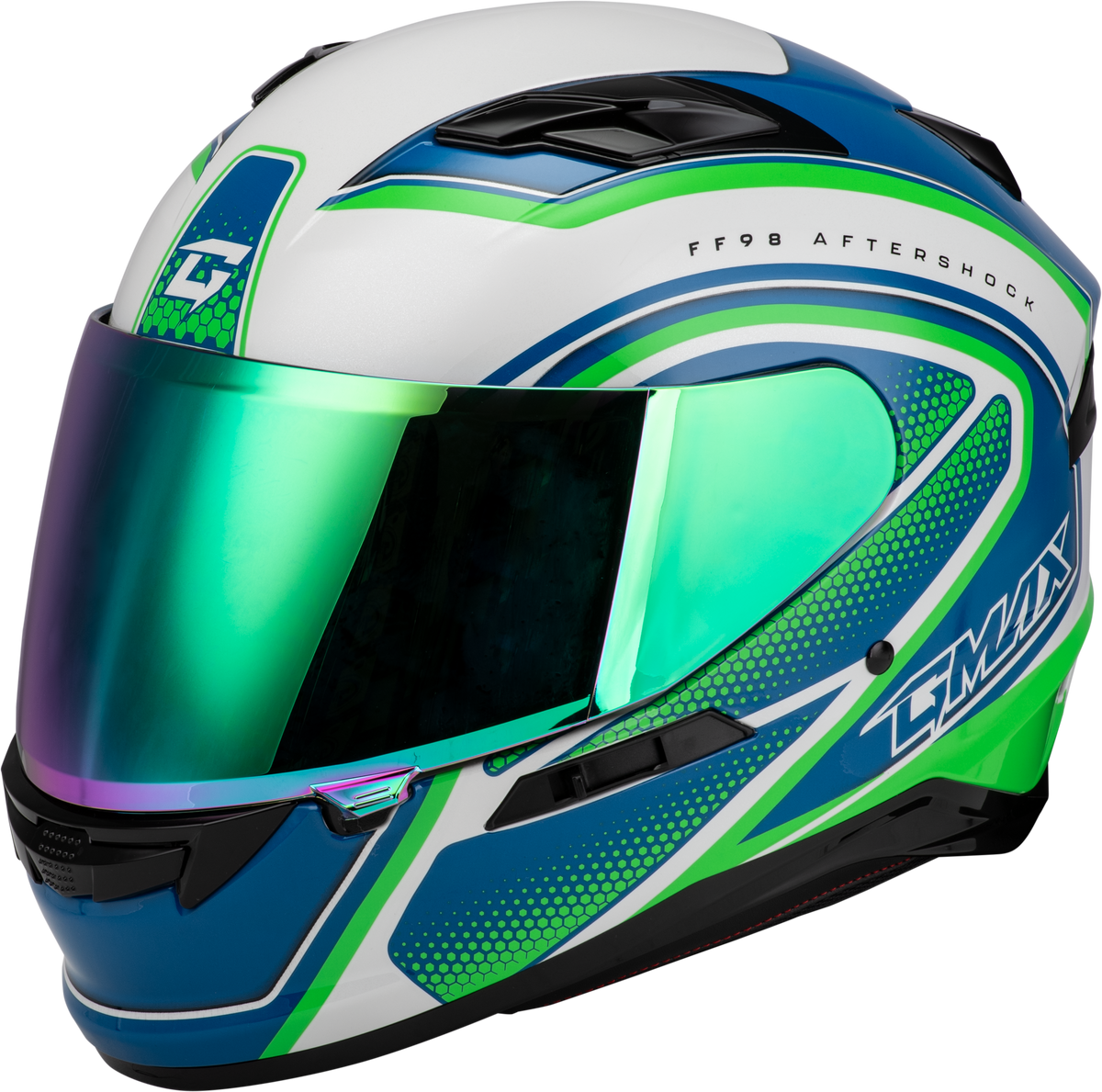 GMAX FF-98 Aftershock Helmet White/Neon Green XL (F1984797-DOT)