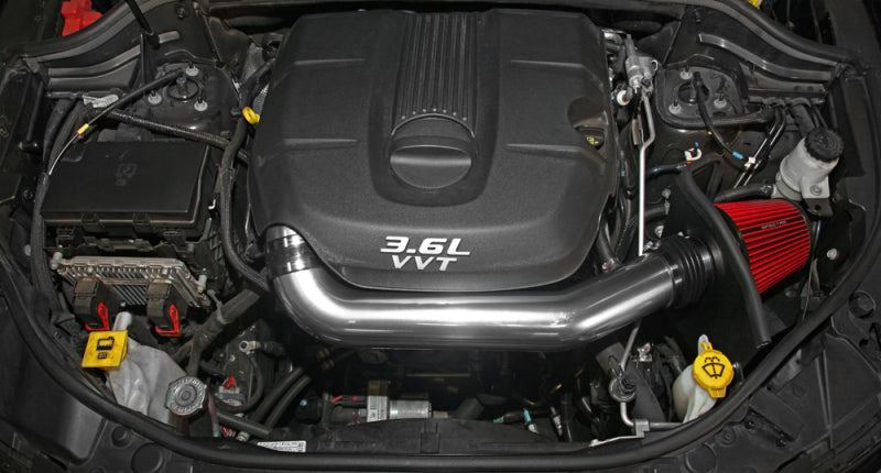 Spectre 11-15 Jeep Grand Cherokee V6-3.6L Polished Cold Air Intake Kit w/Red Filter