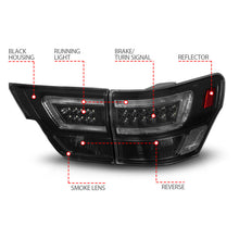 Cargar imagen en el visor de la galería, ANZO 11-13 Jeep Grand Cherokee LED Taillights w/ Lightbar Black Housing/Smoke Lens 4pcs