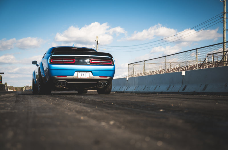 AWE Tuning 2015+ Dodge Challenger 6.4L/6.2L SC Track Edition Exhaust - Quad Chrome Silver Tips