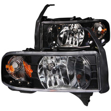 Cargar imagen en el visor de la galería, ANZO 1994-2001 Dodge Ram Crystal Headlights Black w/ LED