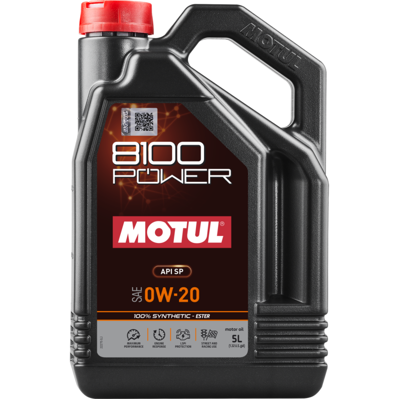 Motul 8100 Power 0W-20 Synthetic Motor Oil - 5 Liter Jug