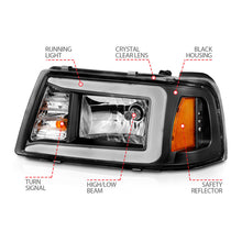 Cargar imagen en el visor de la galería, ANZO 2001-2011 Ford Ranger Crystal Headlights w/ Light Bar Black Housing