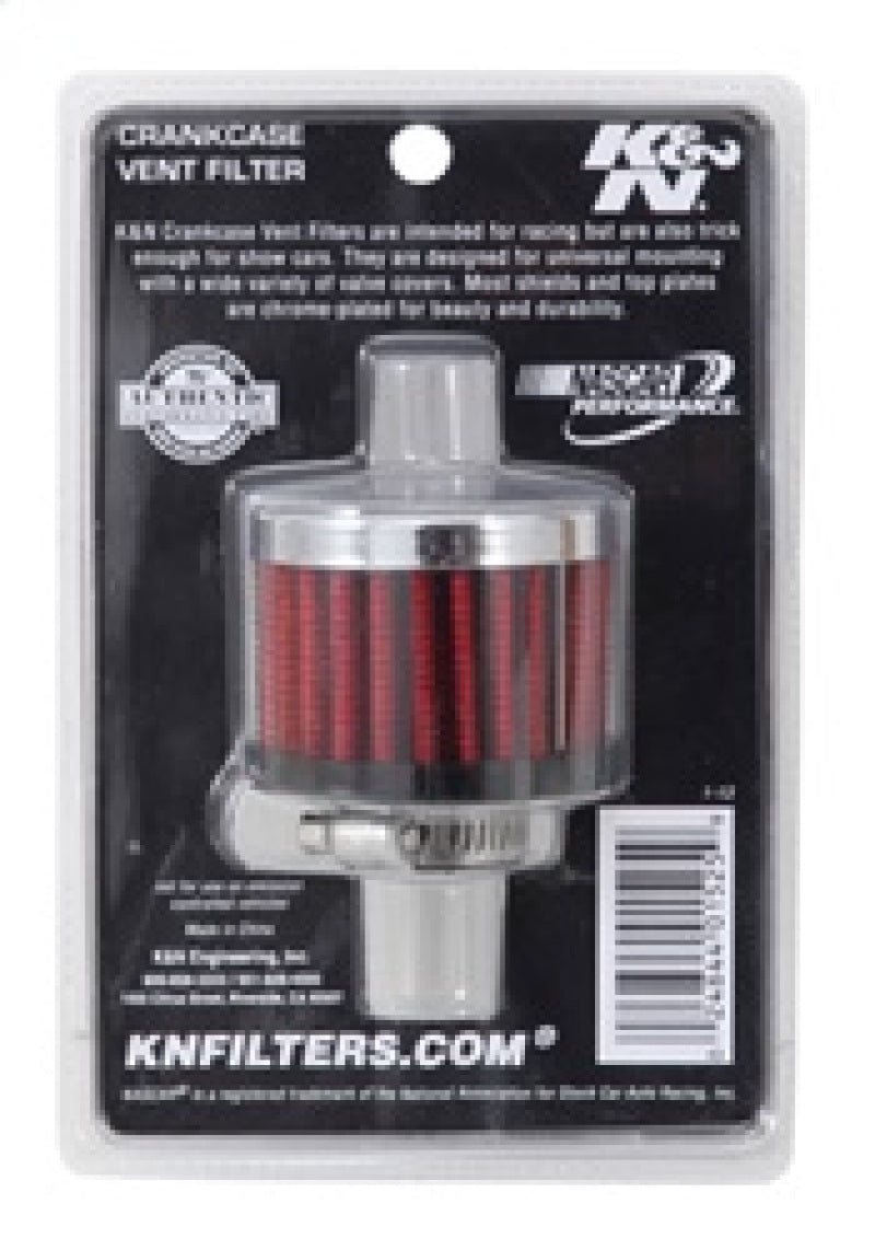 K&N 62-1340 Crankcase Vent Filter - 0.625in Flange ID Rubber Base Clamp-On