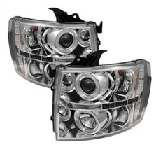 Cargar imagen en el visor de la galería, Faros delanteros de proyector LED Halo LED cromados Spyder Chevy Silverado 1500 07-13 PRO-YD-CS07-HL-C